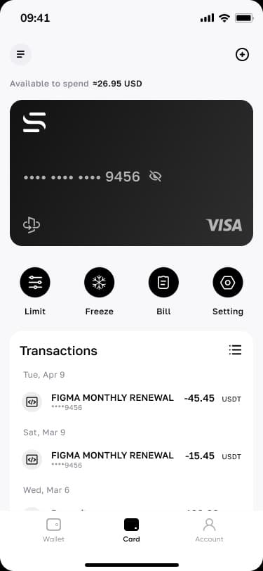 Senturo Pay card page with operational controls
